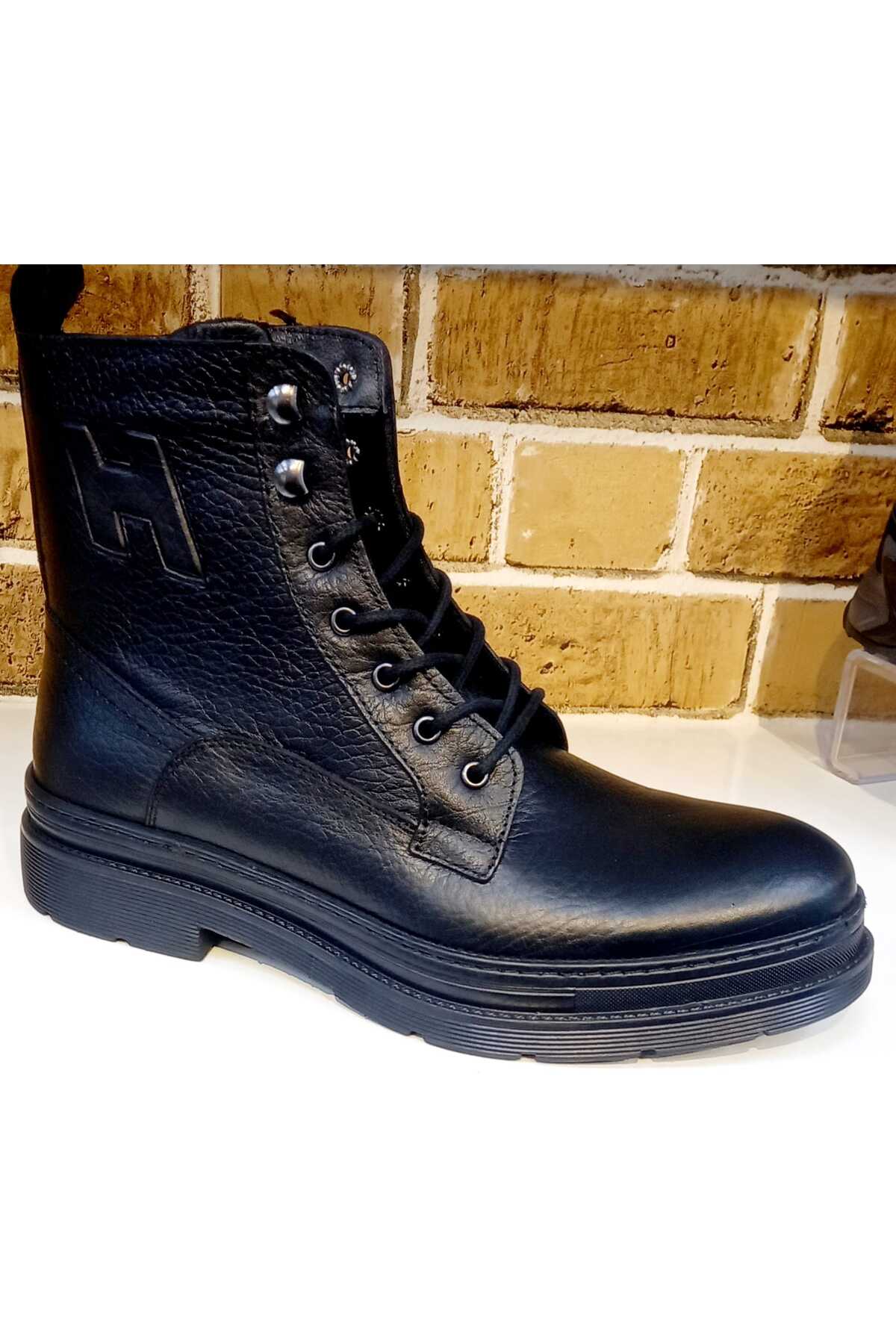 SHOES BİRİNCİ SINIF HAKİKİ DERİ FERMUARLI ORTOPEDİK TABAN SİYAH VE KOYU KAHVE TARZ BOTLAR / Beden : 43 / Cinsiyet : Erkek