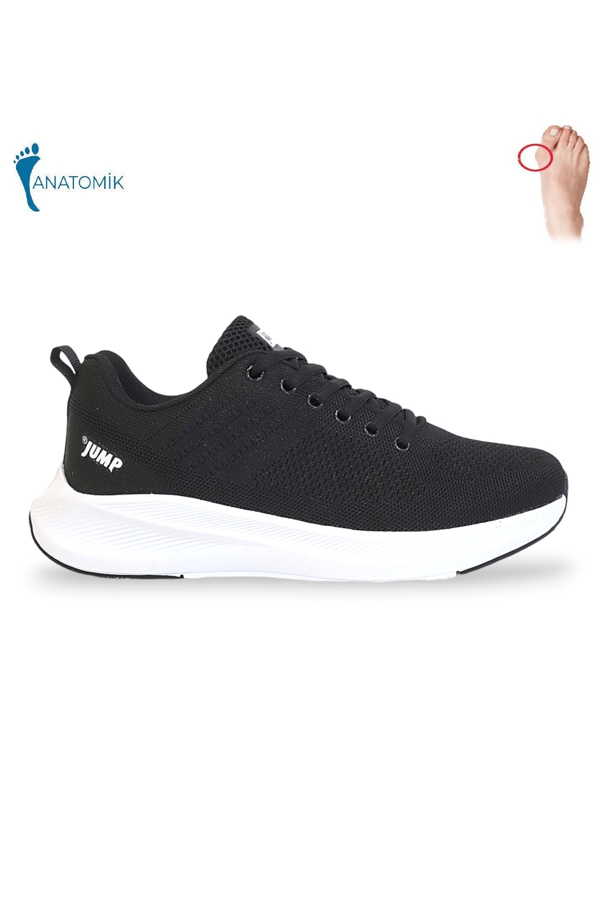 1810-29537 Anatomik Tabanlı Triko Kumaş Sneakers Ayakkabı - NKT01810-siyah beyaz-40 / Beden : 41 / Cinsiyet : Unisex