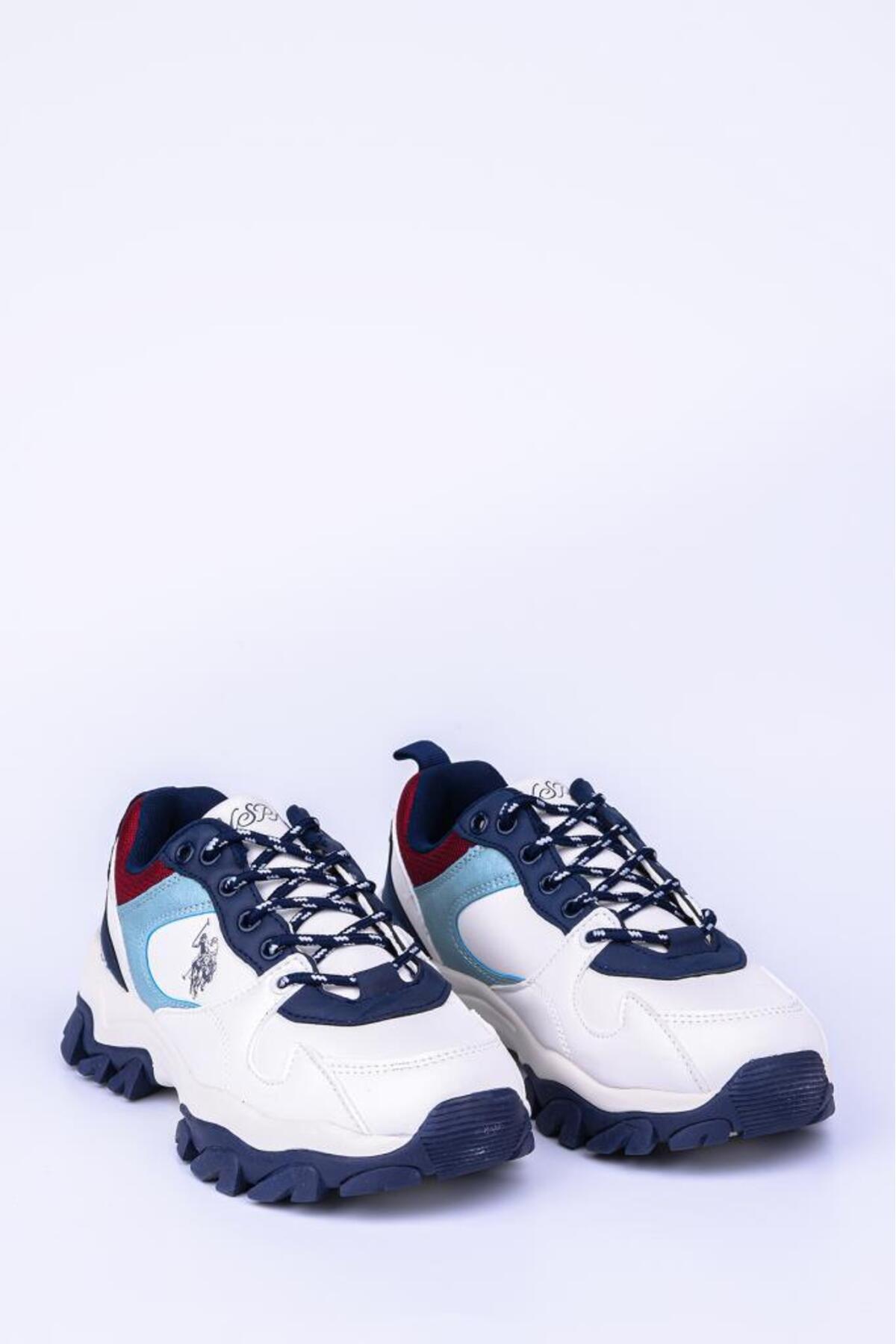 US. POLO ASSN. TRACKY BEYAZ LACİVERT KADIN SPOR AYAKKABISI SNEAKER / Beden : 37 / Cinsiyet : Kadın / Kız