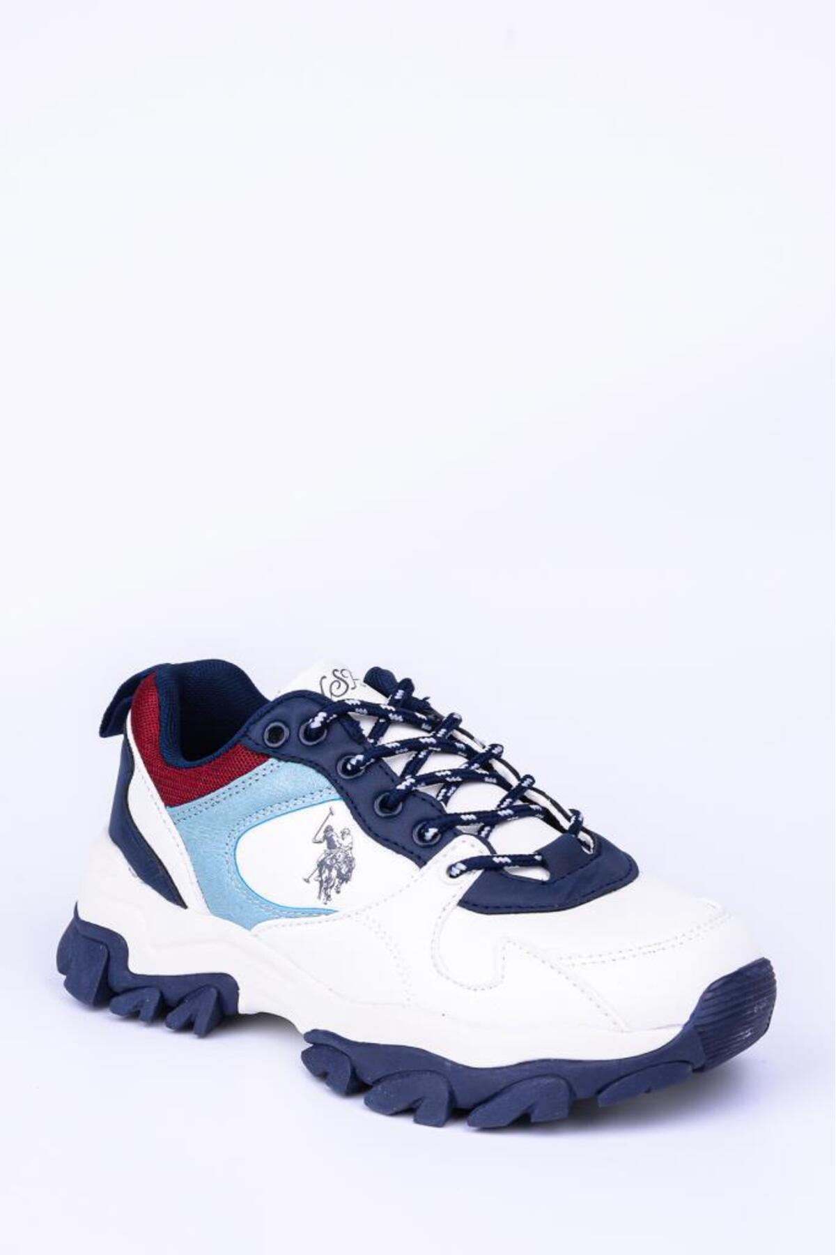 US. POLO ASSN. TRACKY BEYAZ LACİVERT KADIN SPOR AYAKKABISI SNEAKER / Beden : 36 / Cinsiyet : Kadın / Kız