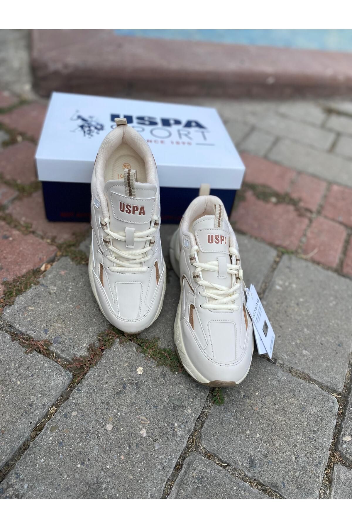 U.S. POLO  ORTABETİK CİLT SPOR AYAKKABI 880368 ISABELLA BEJ / Beden : 39 / Cinsiyet : Kadın / Kız