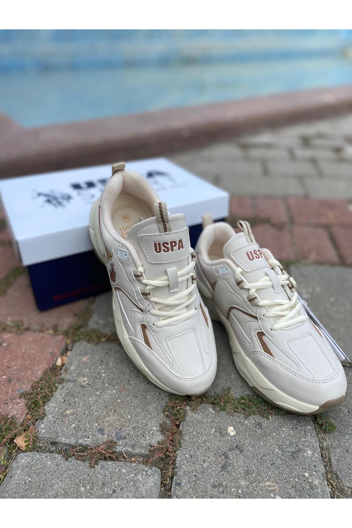 U.S. POLO  ORTABETİK CİLT SPOR AYAKKABI 880368 ISABELLA BEJ / Beden : 38 / Cinsiyet : Kadın / Kız