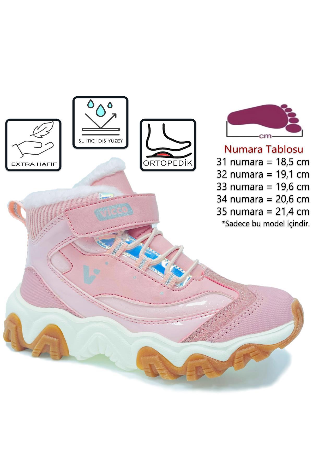 Radus Kürklü Hafif Taban Ortopedik Kız Çocuk Bot Rugan Pudra Pembe / Beden : 34 / Cinsiyet : Kadın / Kız