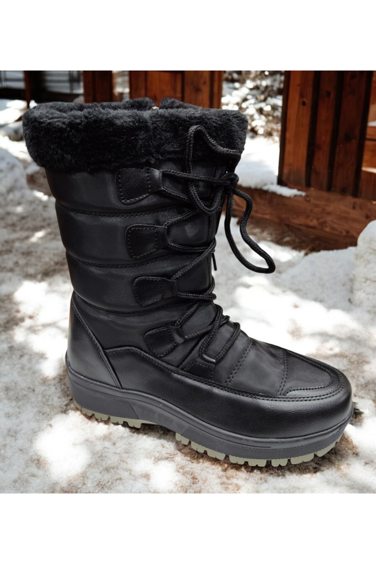 BAĞCIKLI KÜRKLÜ KADIN FLET BOT KIŞLIK AYAKKAB BOT / Beden : 38 / Cinsiyet : Kadın / Kız