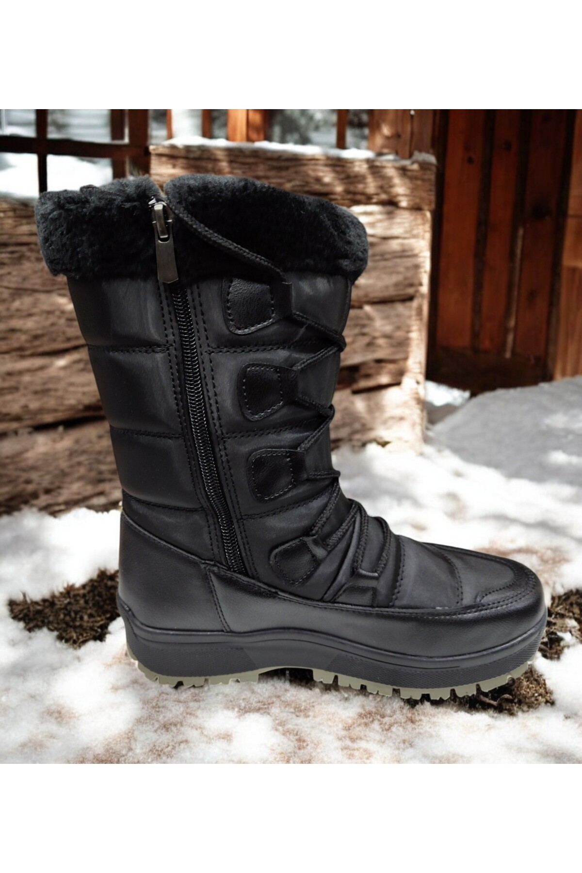 BAĞCIKLI KÜRKLÜ KADIN FLET BOT KIŞLIK AYAKKAB BOT / Beden : 38 / Cinsiyet : Kadın / Kız