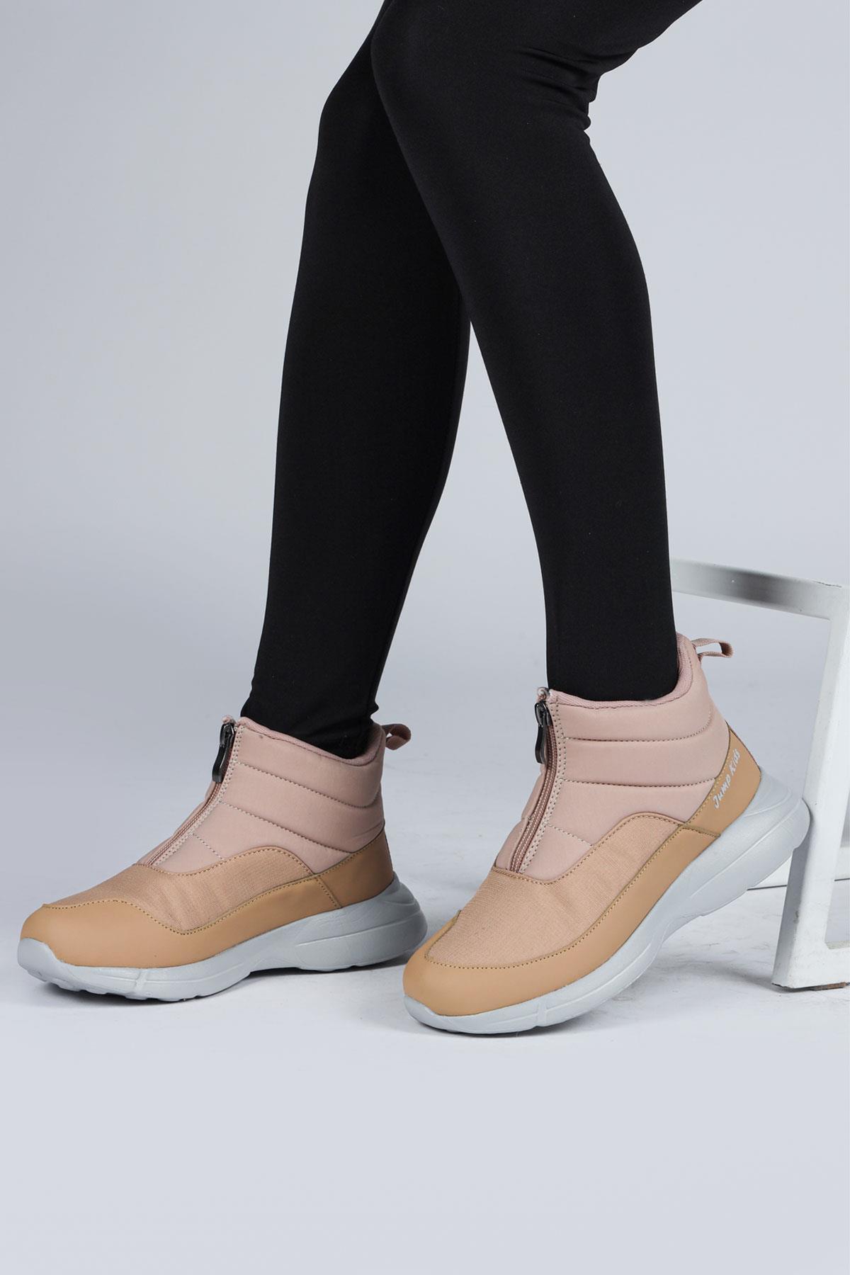 29177 Fermuarlı Somon Pembe - Kahverengi Kız Çocuk Günlük Bot / Beden : 35 / Cinsiyet : Kadın / Kız