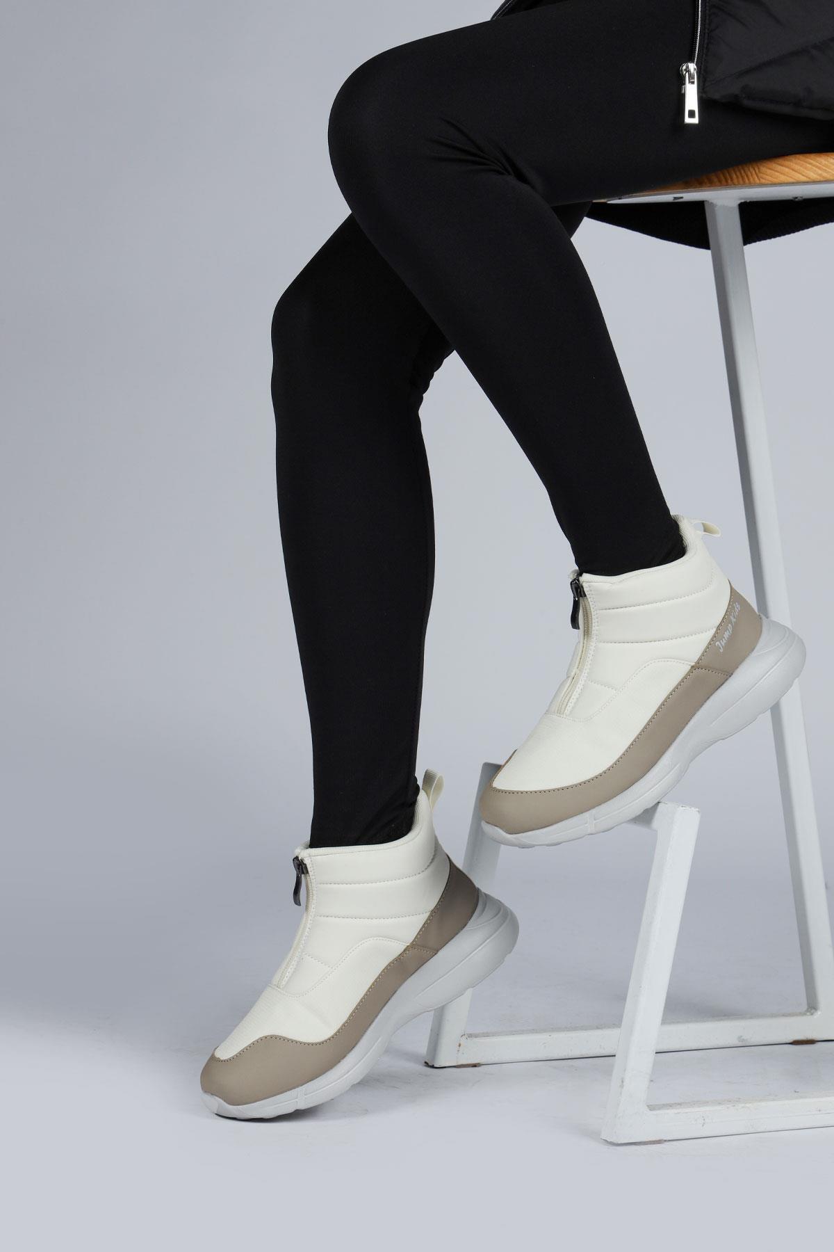 29177 Fermuarlı Bej Kız Çocuk Günlük Bot / Beden : 35 / Cinsiyet : Kadın / Kız