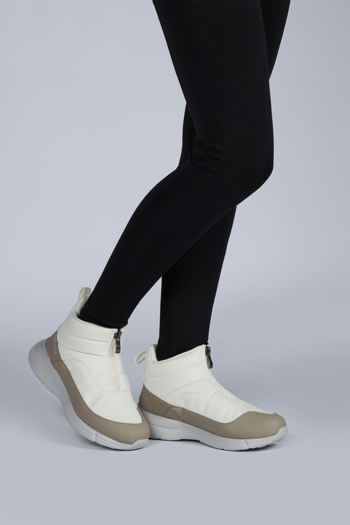 29177 Fermuarlı Bej Kız Çocuk Günlük Bot / Beden : 33 / Cinsiyet : Kadın / Kız