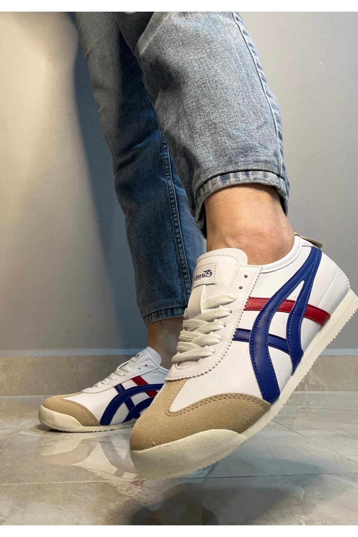 Günlük Bağcıklı Sneaker Beyaz Mavi Kırmızı / Beden : 41 / Cinsiyet : Unisex