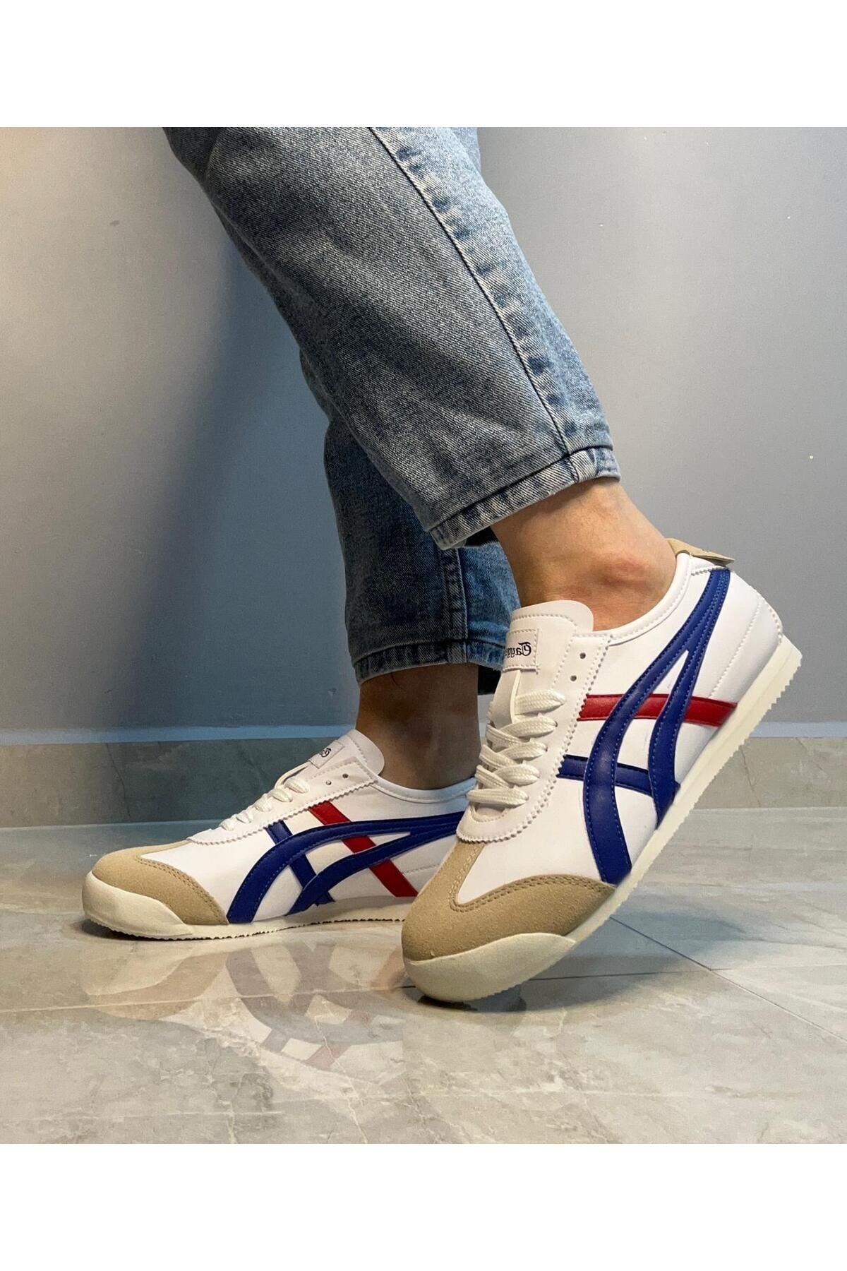 Günlük Bağcıklı Sneaker Beyaz Mavi Kırmızı / Beden : 38 / Cinsiyet : Unisex