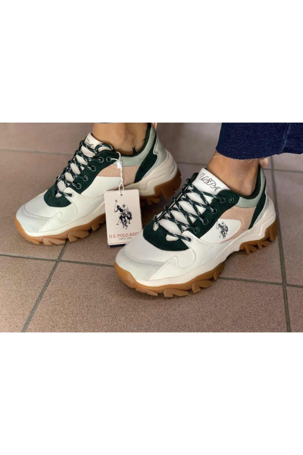 U.s Polo Assn. Kadın Beyaz-yeşil Rahat Tarz Sneaker Spor Ayakkabı Tracky / Beden : 37 / Cinsiyet : Kadın / Kız