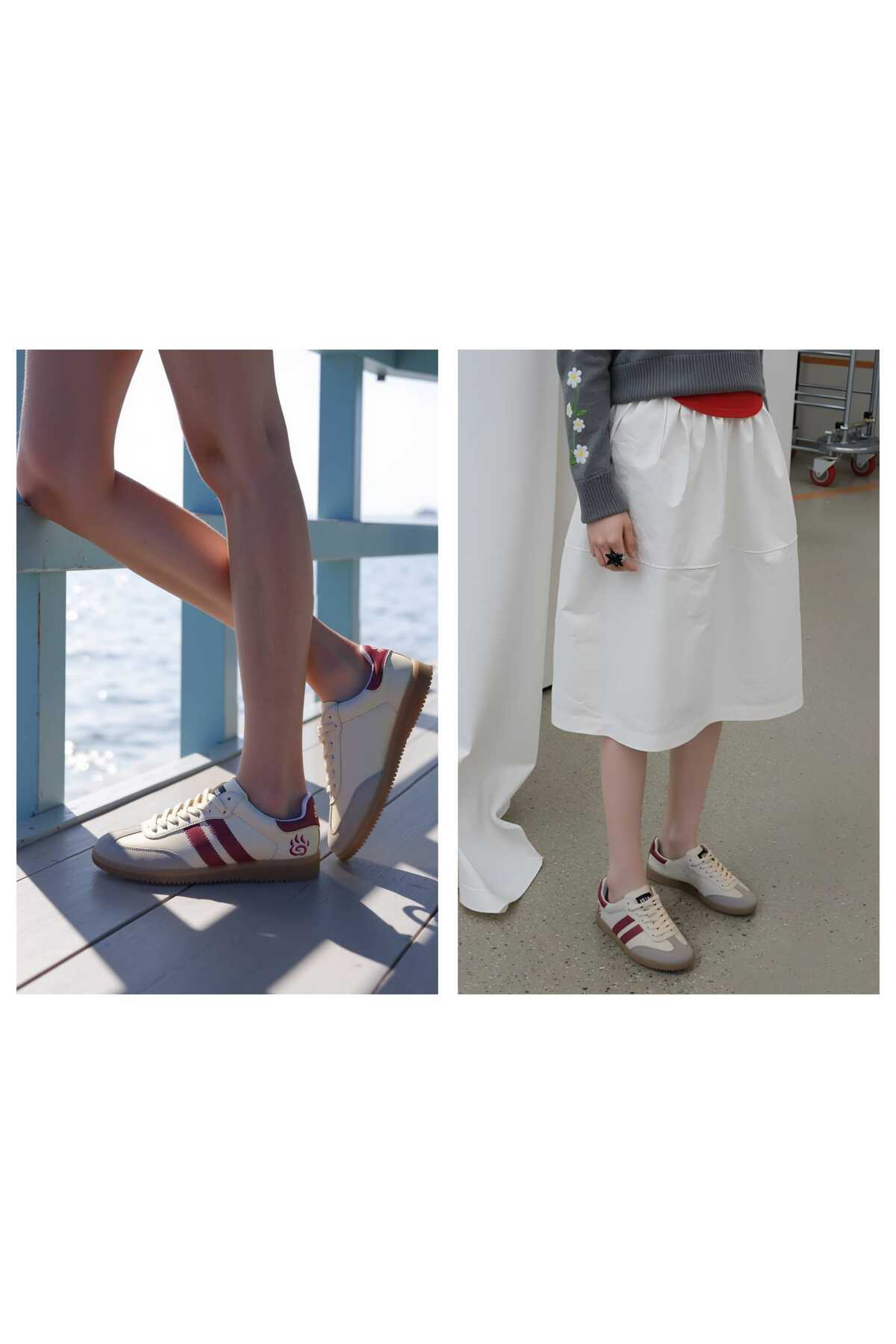 Unisex Yanı Şeritli Bağcıklı Yürüyüş Spor Ayakkabı / Beden : 40 / Cinsiyet : Unisex