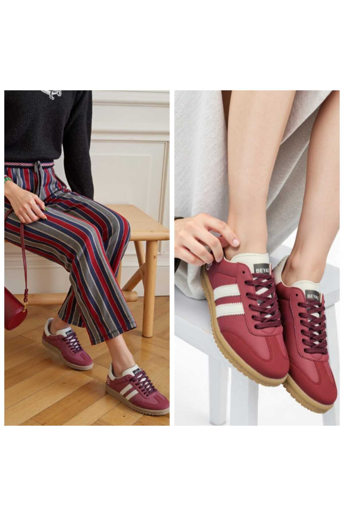 Unisex Yanı Şeritli Bağcıklı Yürüyüş Spor Ayakkabı / Beden : 37 / Cinsiyet : Unisex