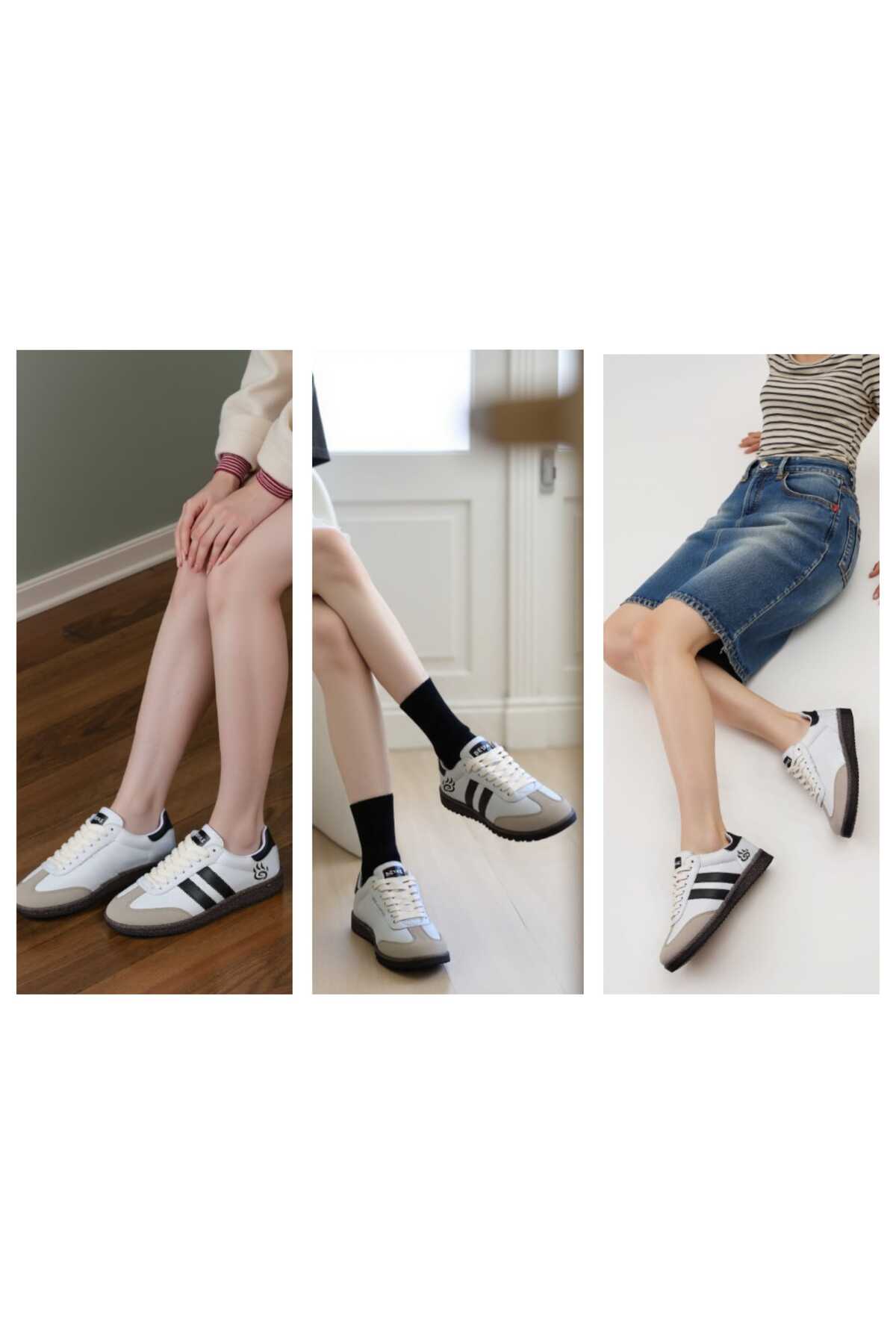 Unisex Yanı Şeritli Bağcıklı Yürüyüş Spor Ayakkabı / Beden : 39 / Cinsiyet : Unisex