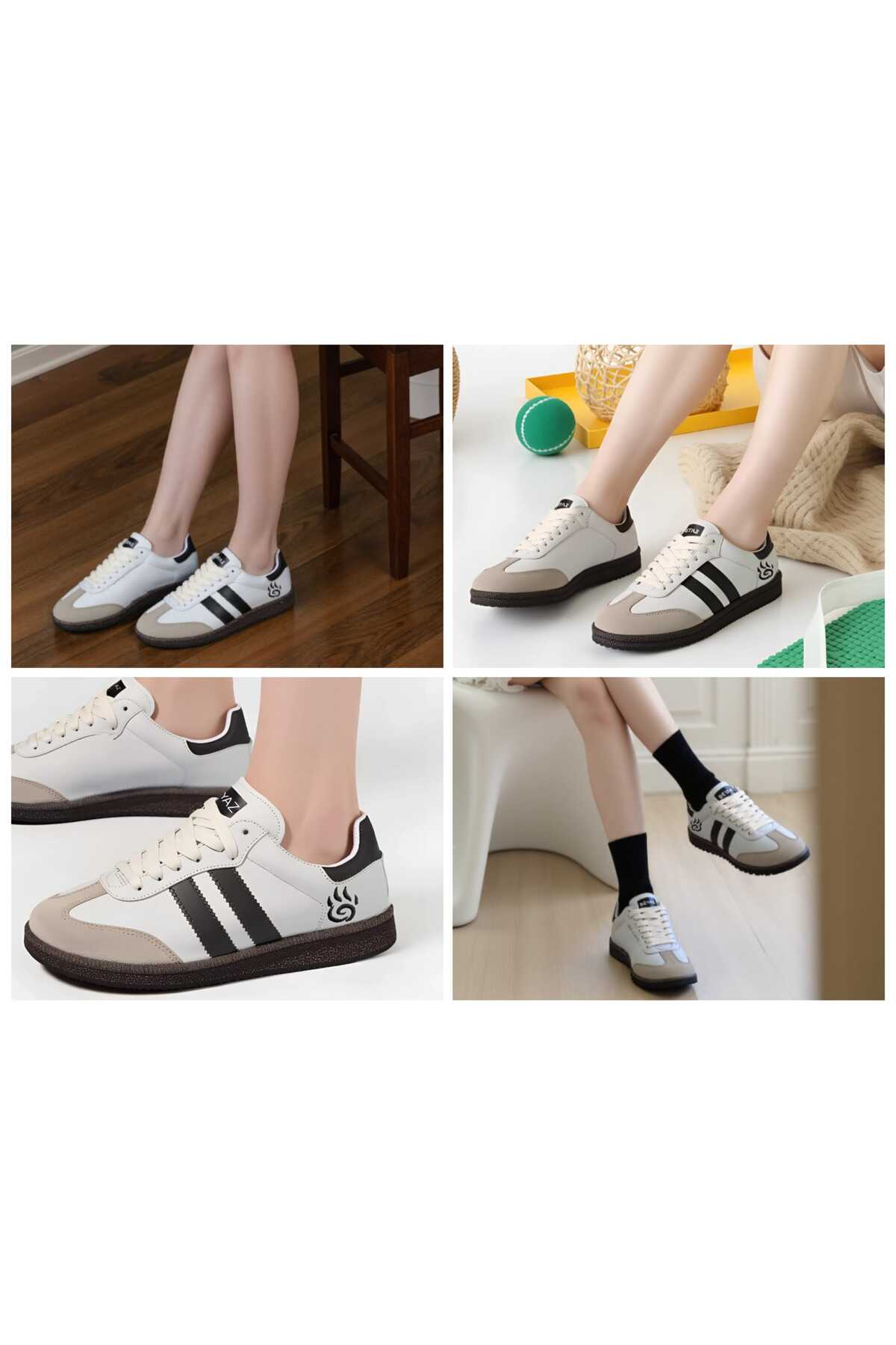 Unisex Yanı Şeritli Bağcıklı Yürüyüş Spor Ayakkabı / Beden : 39 / Cinsiyet : Unisex