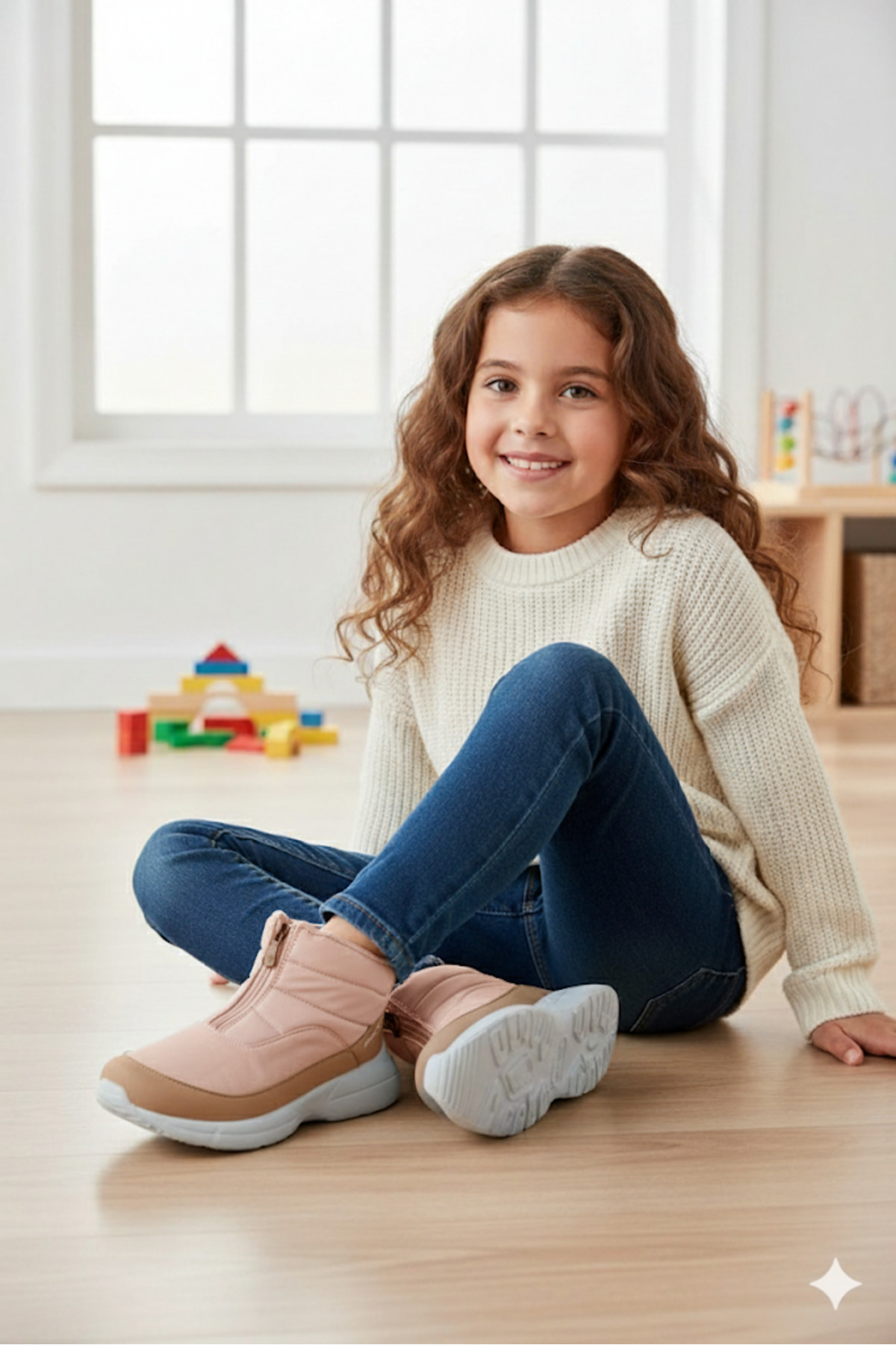 29177 Fermuarlı Somon Pembe - Kahverengi Kız Çocuk Günlük Bot / Beden : 31 / Cinsiyet : Kadın / Kız