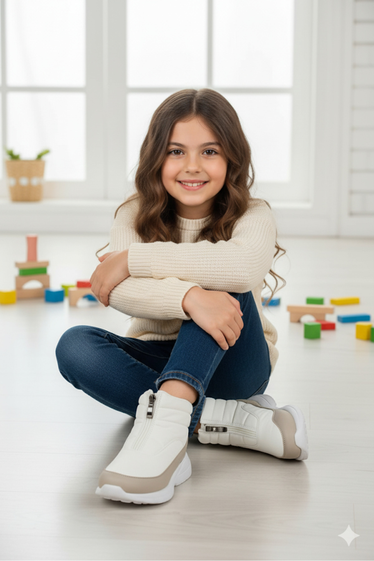 29177 Fermuarlı Bej Kız Çocuk Günlük Bot / Beden : 33 / Cinsiyet : Kadın / Kız