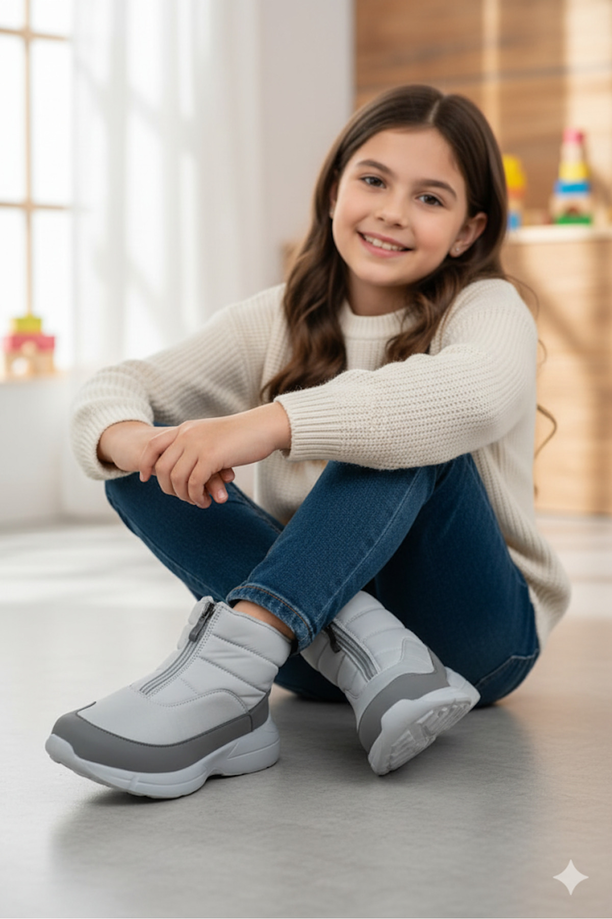 29177 Fermuarlı Gri - Koyu Gri Kız Çocuk Günlük Bot / Beden : 33 / Cinsiyet : Kadın / Kız