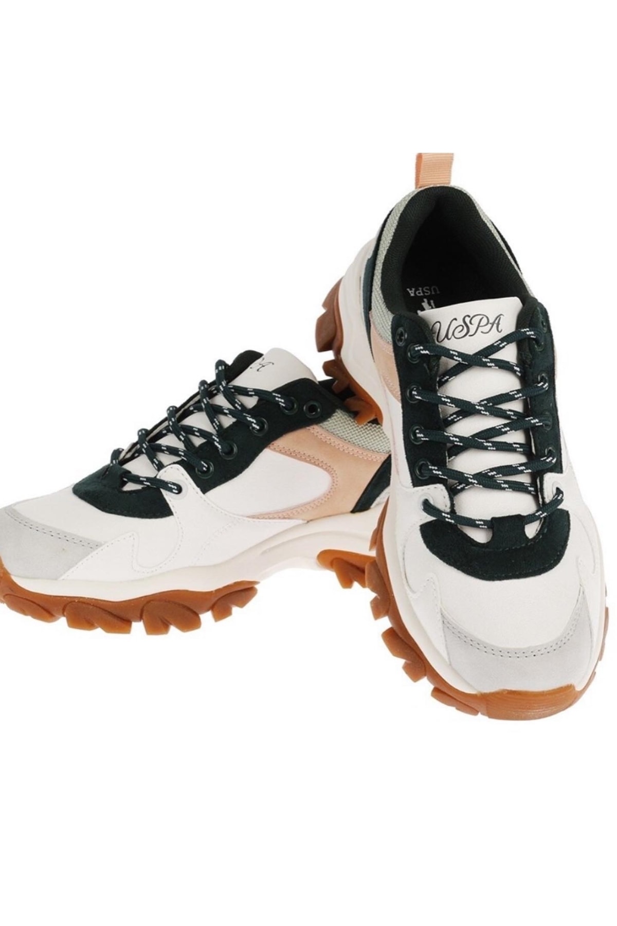 U.s Polo Assn. Kadın Beyaz-yeşil Rahat Tarz Kalın Taban Sneaker Spor Ayakkabı Tracky / Beden : 37 / Cinsiyet : Kadın / Kız