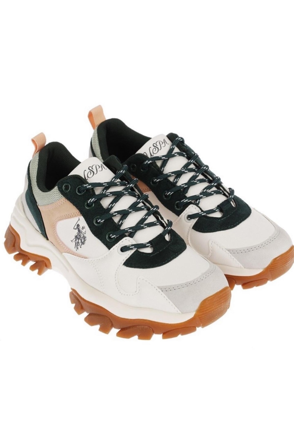 U.s Polo Assn. Kadın Beyaz-yeşil Rahat Tarz Kalın Taban Sneaker Spor Ayakkabı Tracky / Beden : 40 / Cinsiyet : Kadın / Kız